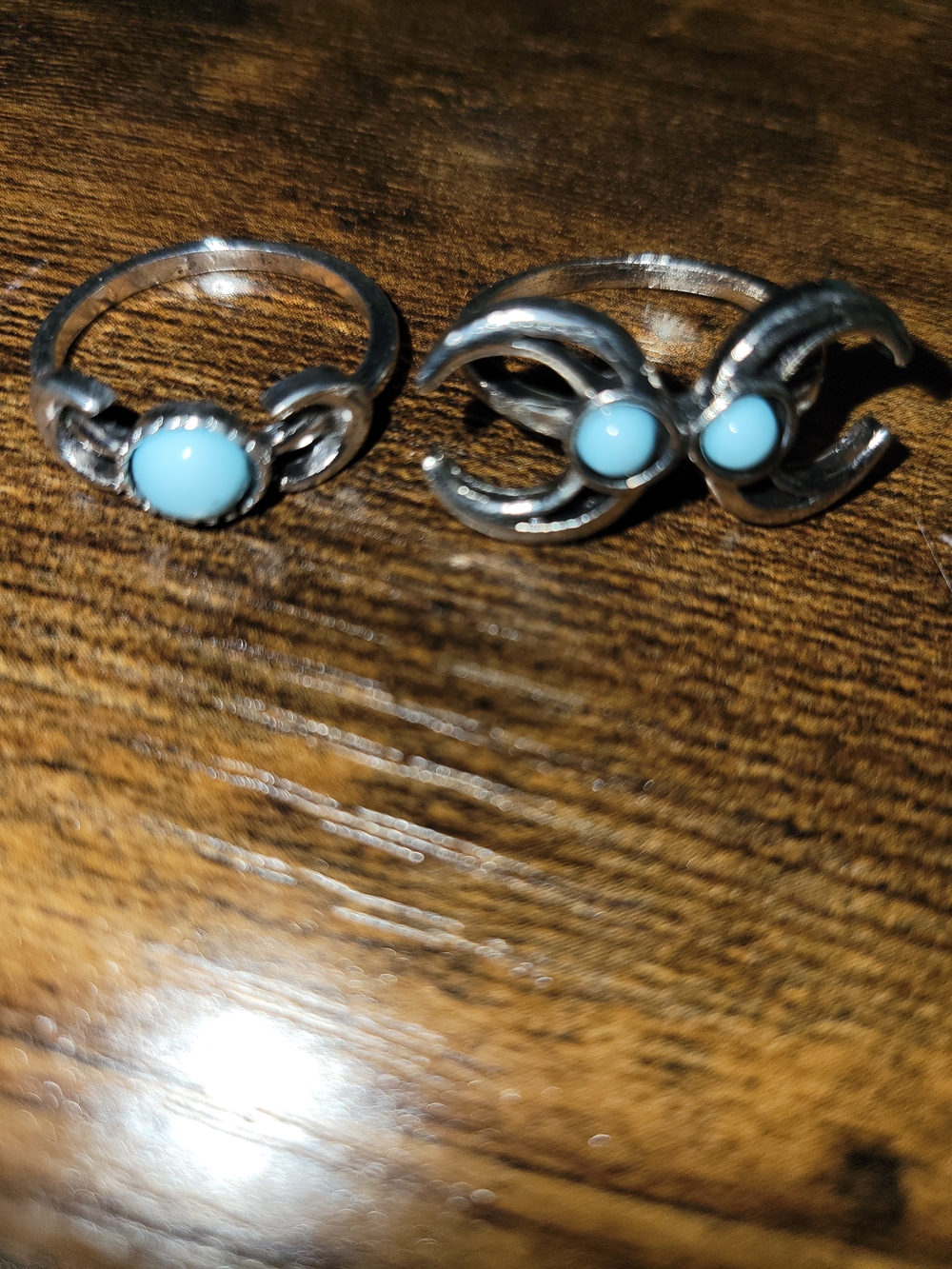 Silver Ring Set with Light Blue Stone - Women's Jewelry
